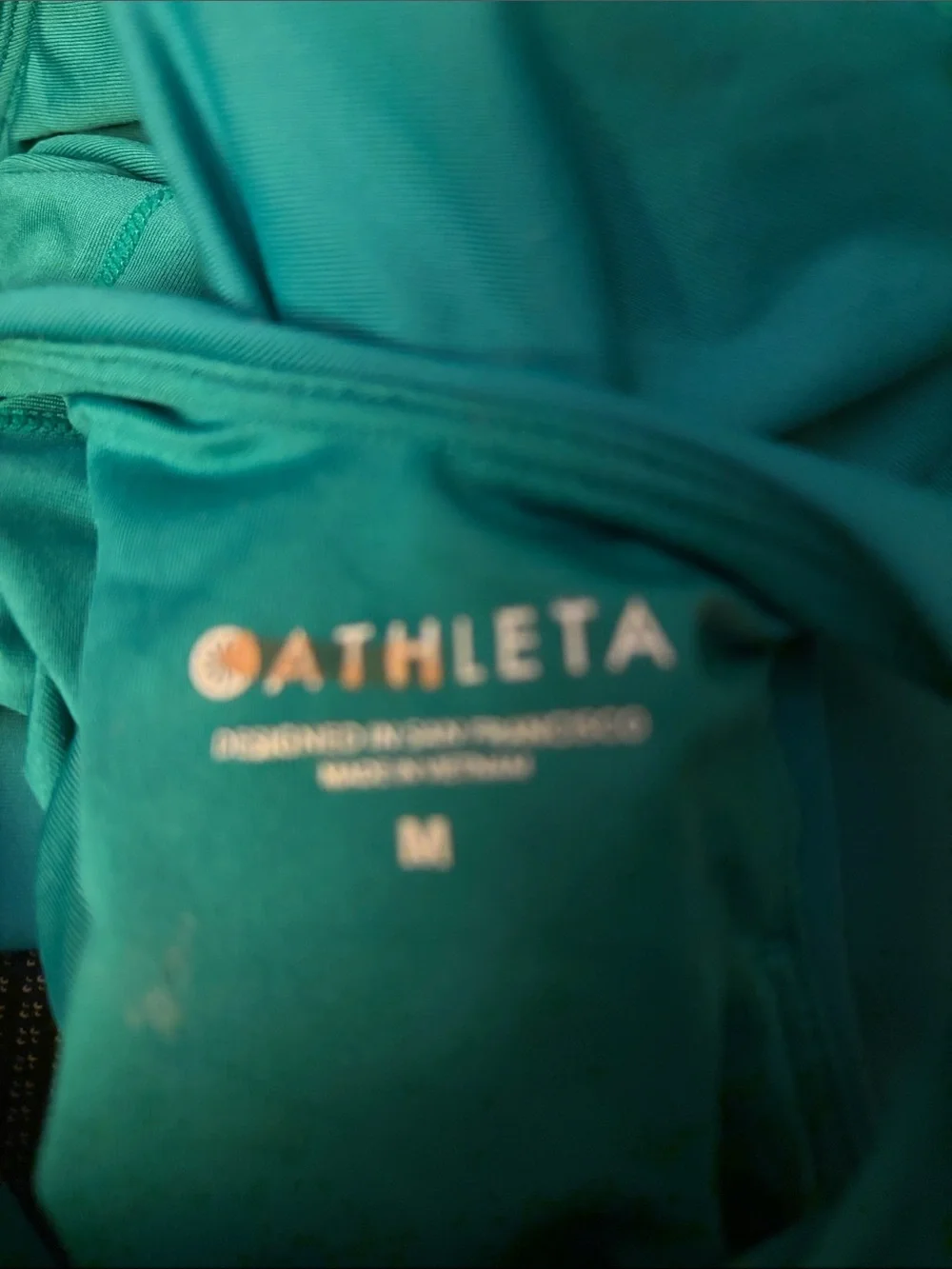 * New Athleta A - C Conscious Crop Bikini Top High Neck Aruba Teal SZ Medium *